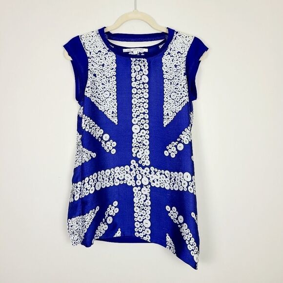 DIANE Von Furstenberg Sleeveless Asymmetrical Hem Silk Top Size 2 - Picture 10 of 16